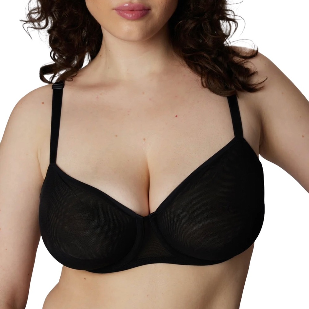 NEW Parade Sheer Comfort Balconette Bra, Black, 44DD/E